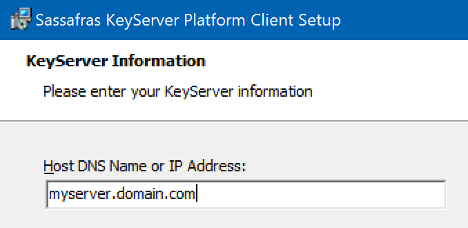 Setting the server address during client installation