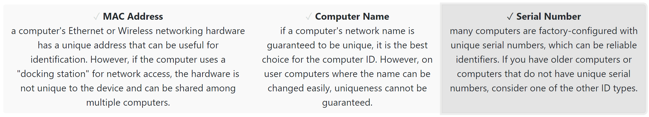 Set primary computer ID type