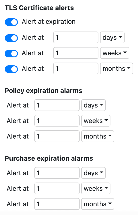 More Alarm Settings