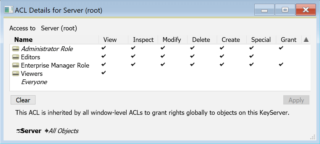 ACL Details window