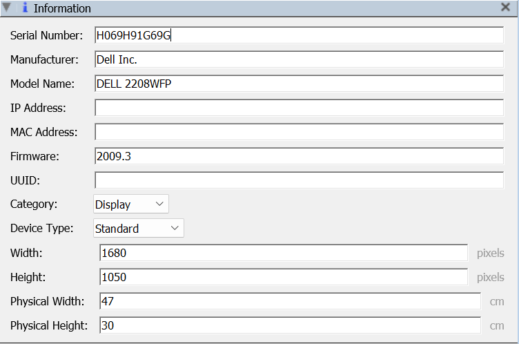 Device Details Information Pane