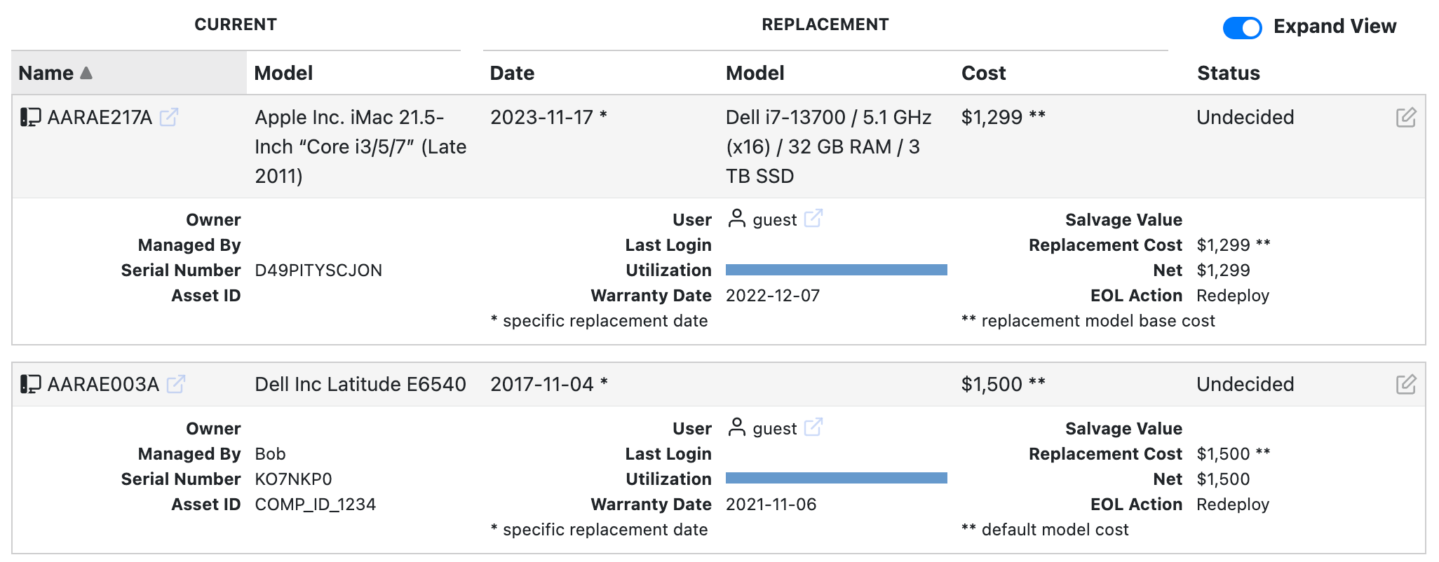 Hardware Replacement Computer List