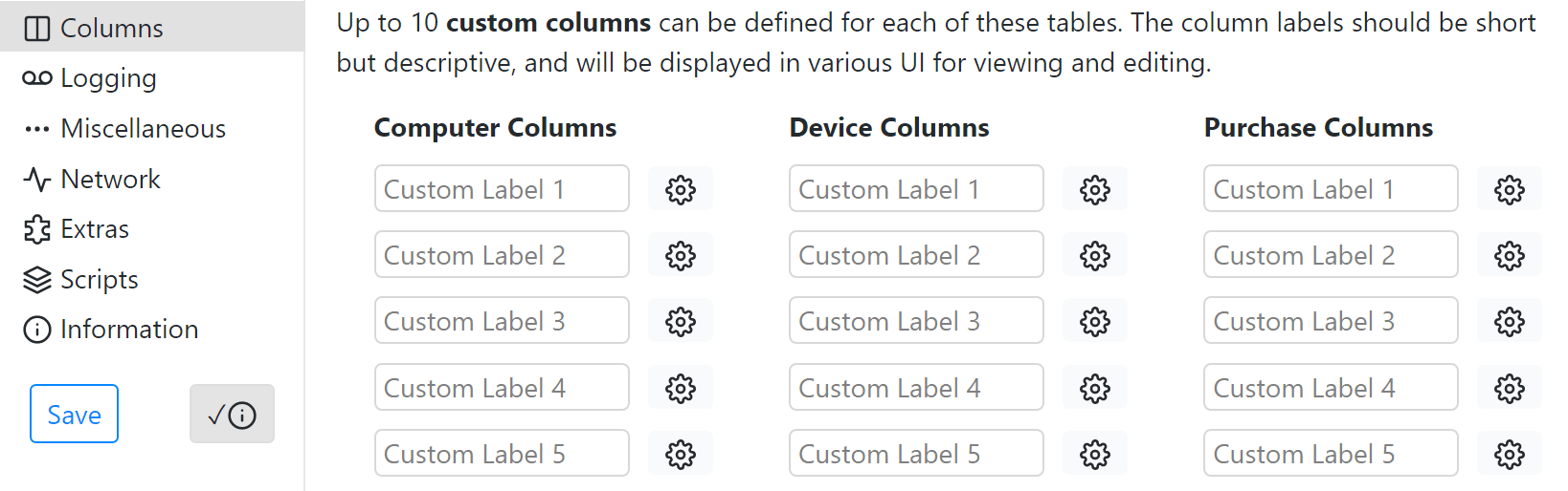 Custom Columns in the Web UI