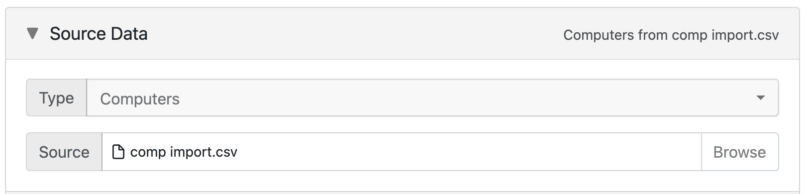 Import Source File Choice