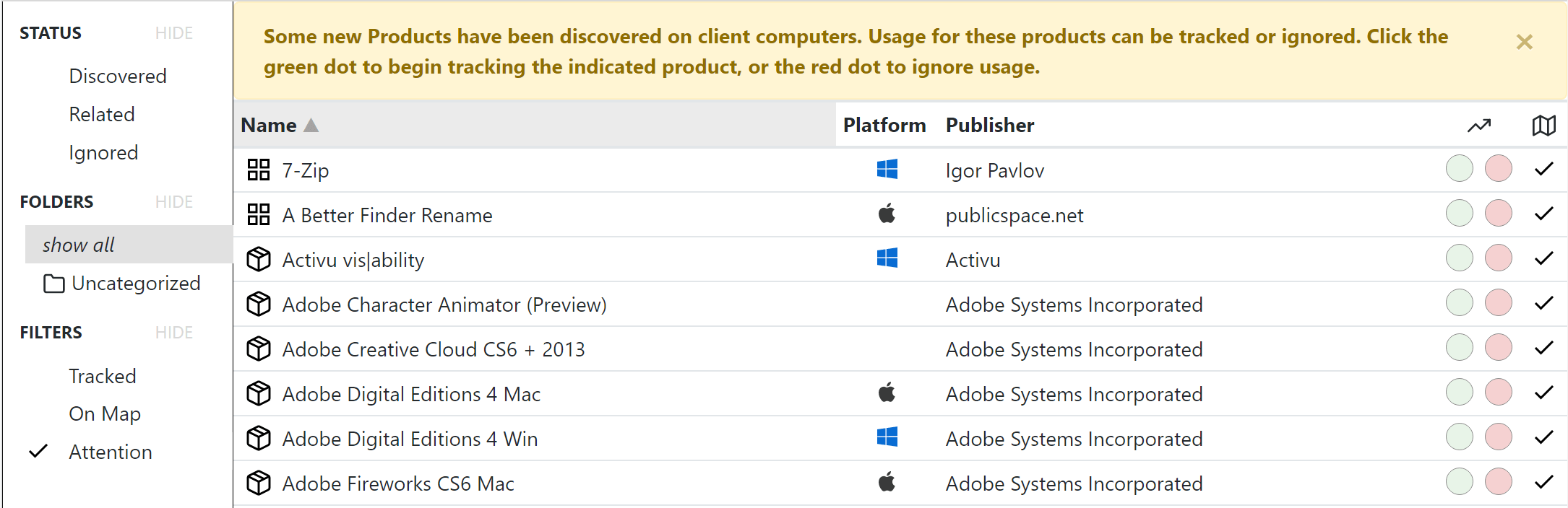 Manage Software Screen