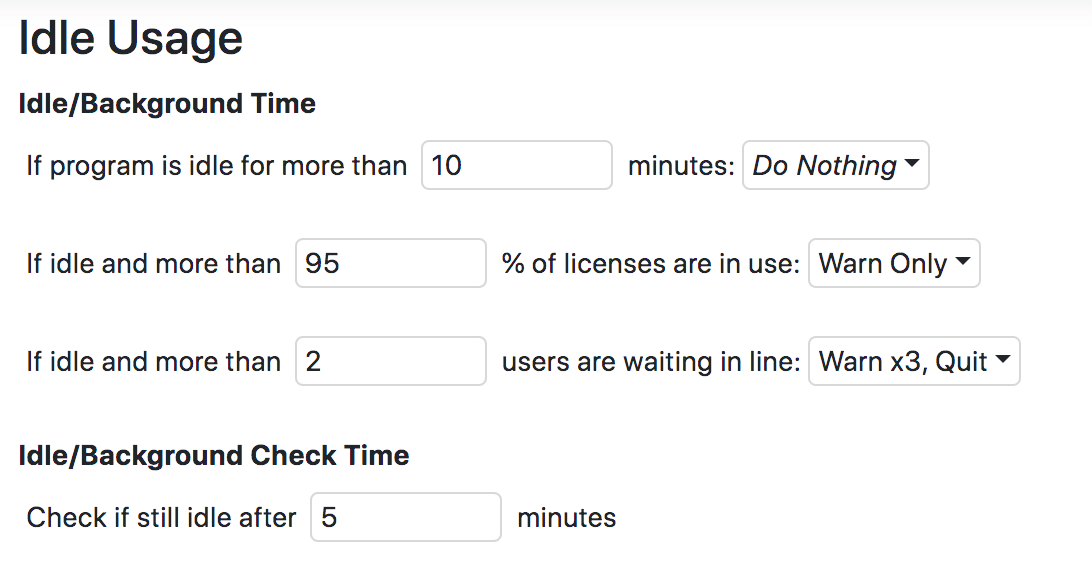 Idle Settings
