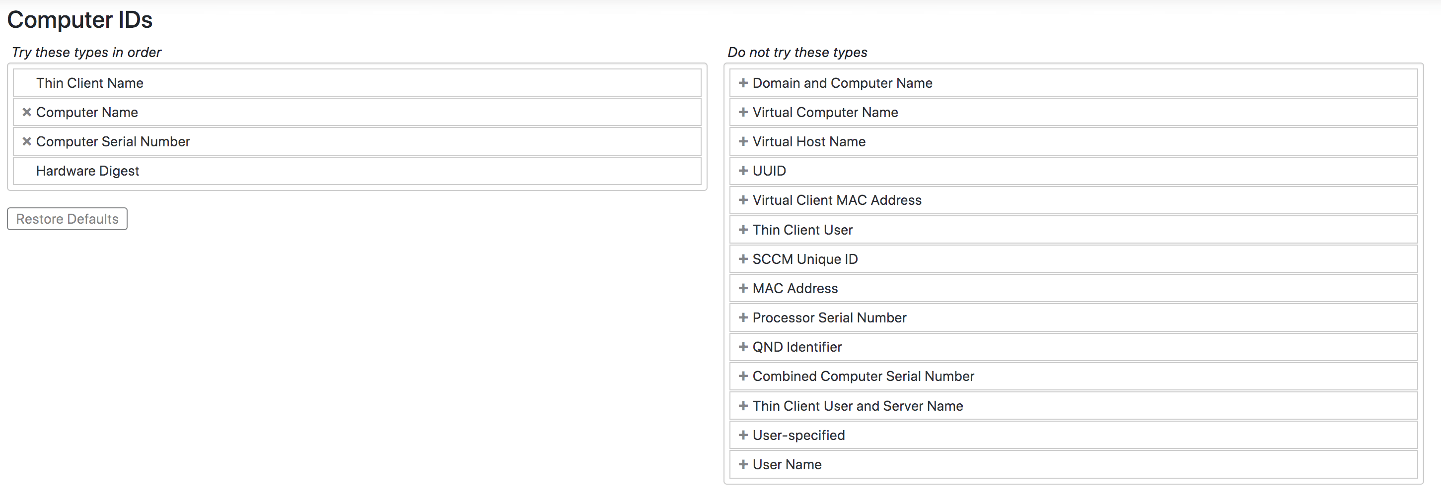 Computer ID Settings