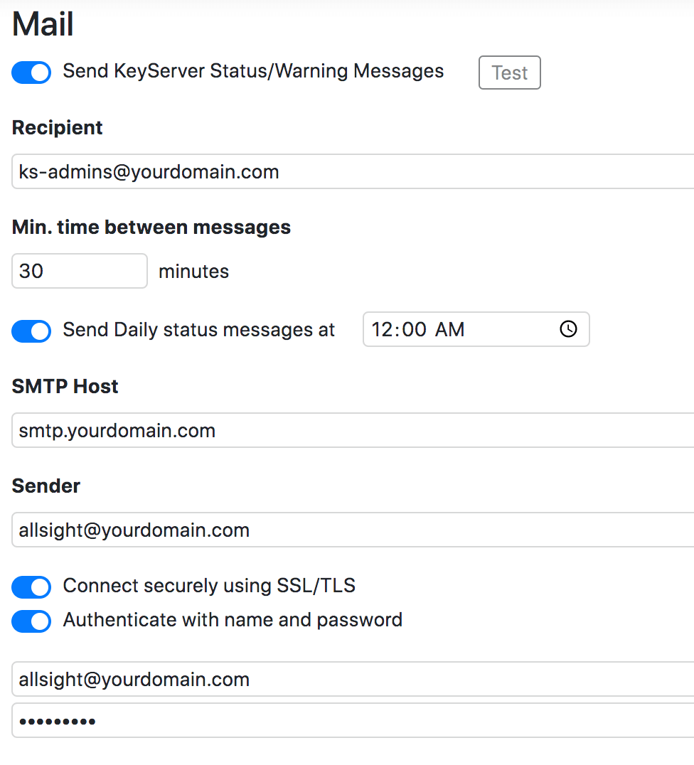 e-Mail Settings