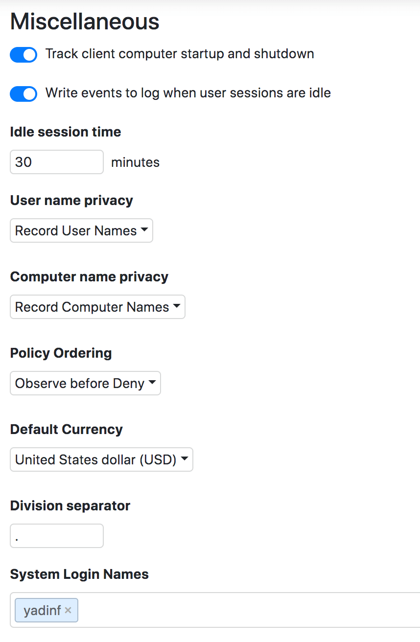 Miscellaneous Settings