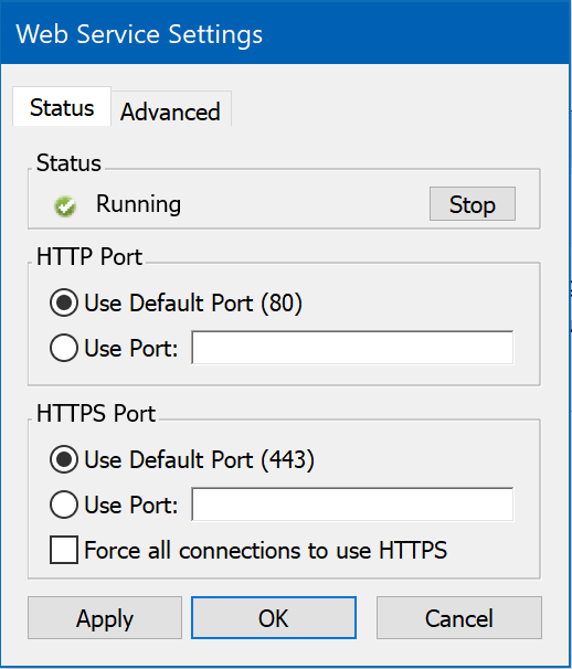 Web Service Settings