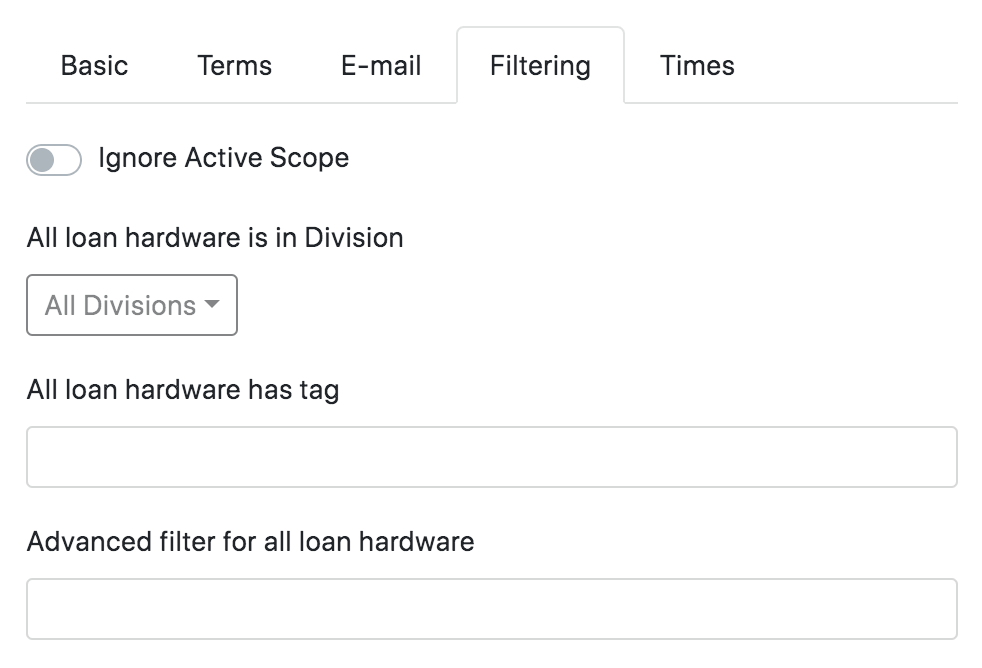 Loaner Checkout Configuration