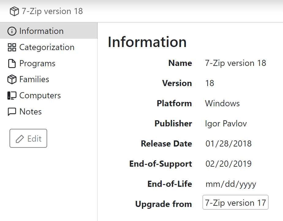 Software Details Edition