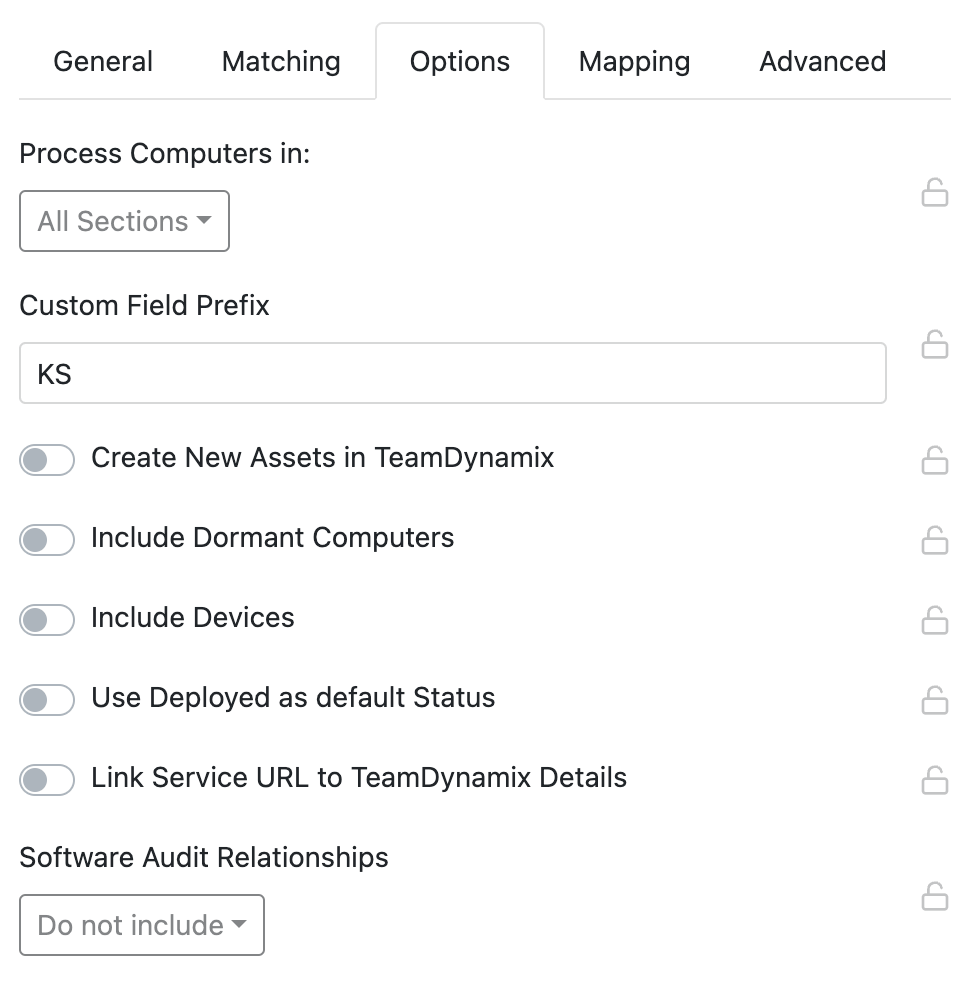 TD Script Options settings