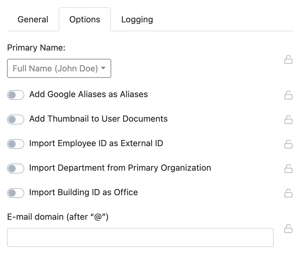 Import Users from Google Script Options