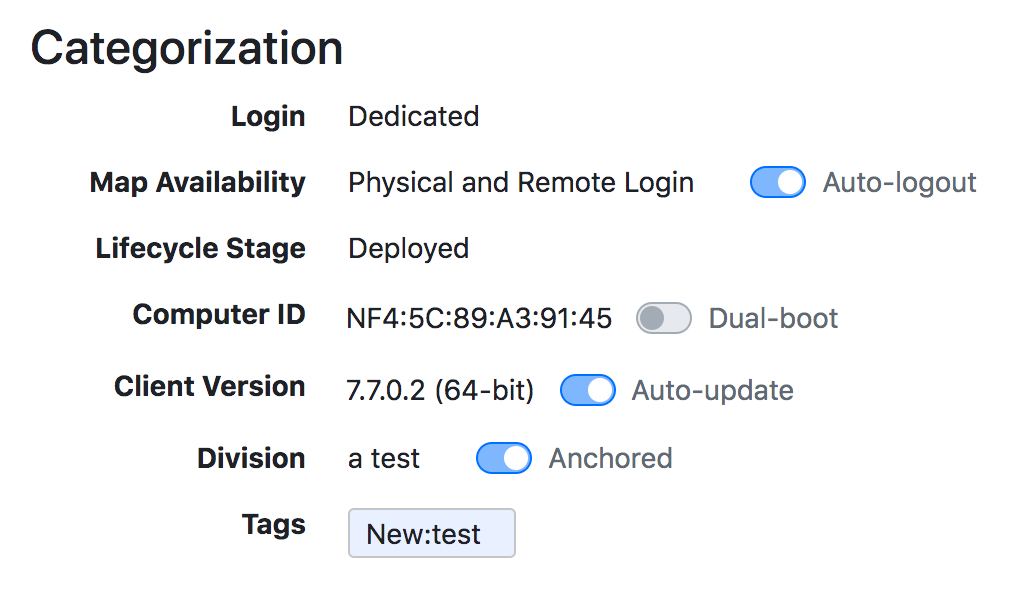 Computer Categorization Details