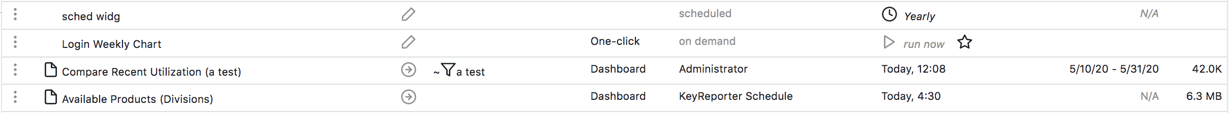 Saved Reports
