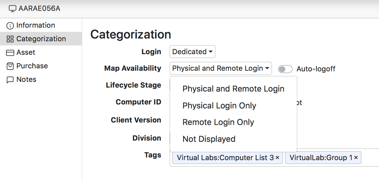 Computer Map Availability Setting