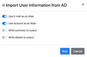 Import User Information Script Settings